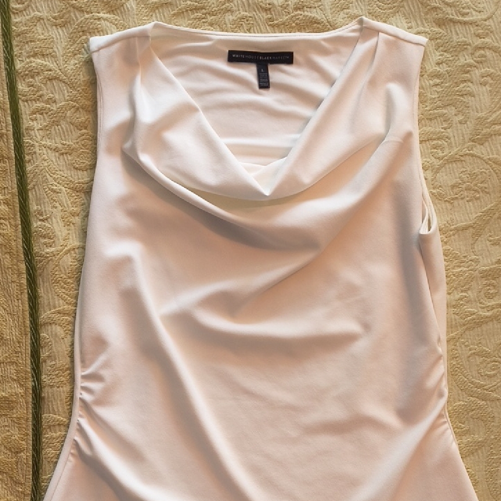 White House Black Market Cream Draped Tank Top